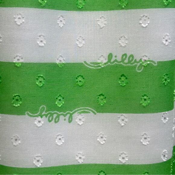 Lilly Pulitzer Danna Awning Green Striped Dress Size XS Ruffle Sleeves - Picture 4 of 14